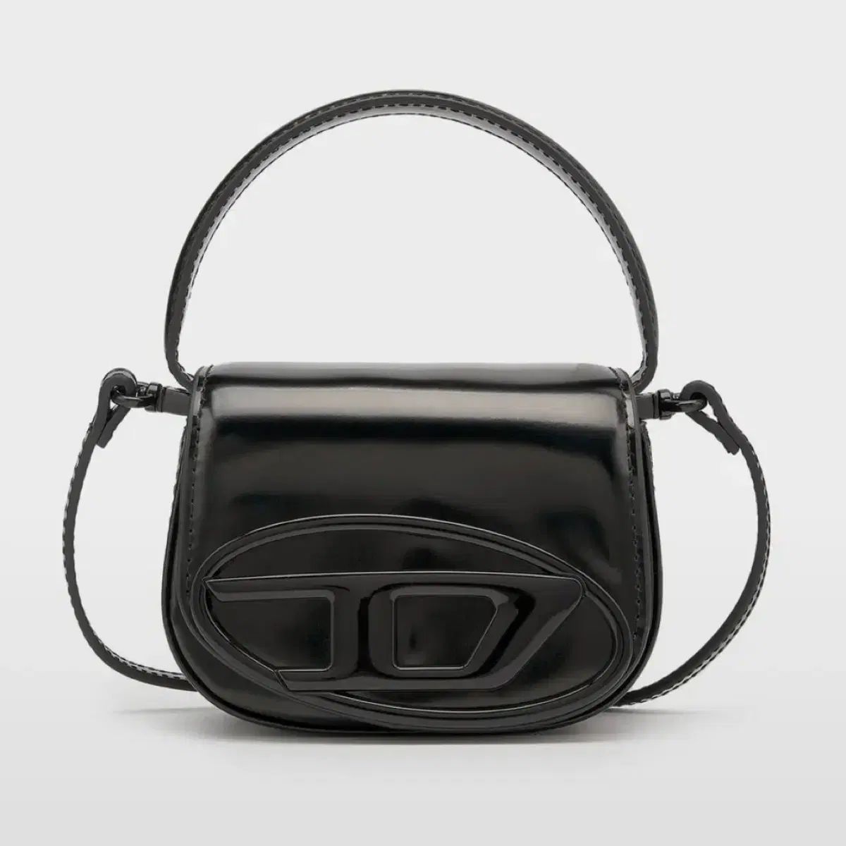  DIESEL 1 DR XS S ロゴ トップハンドル ミニ クロスボディバッグ ショルダーバッグ ブラック メッセンジャーバッグ ショルダーバッグ