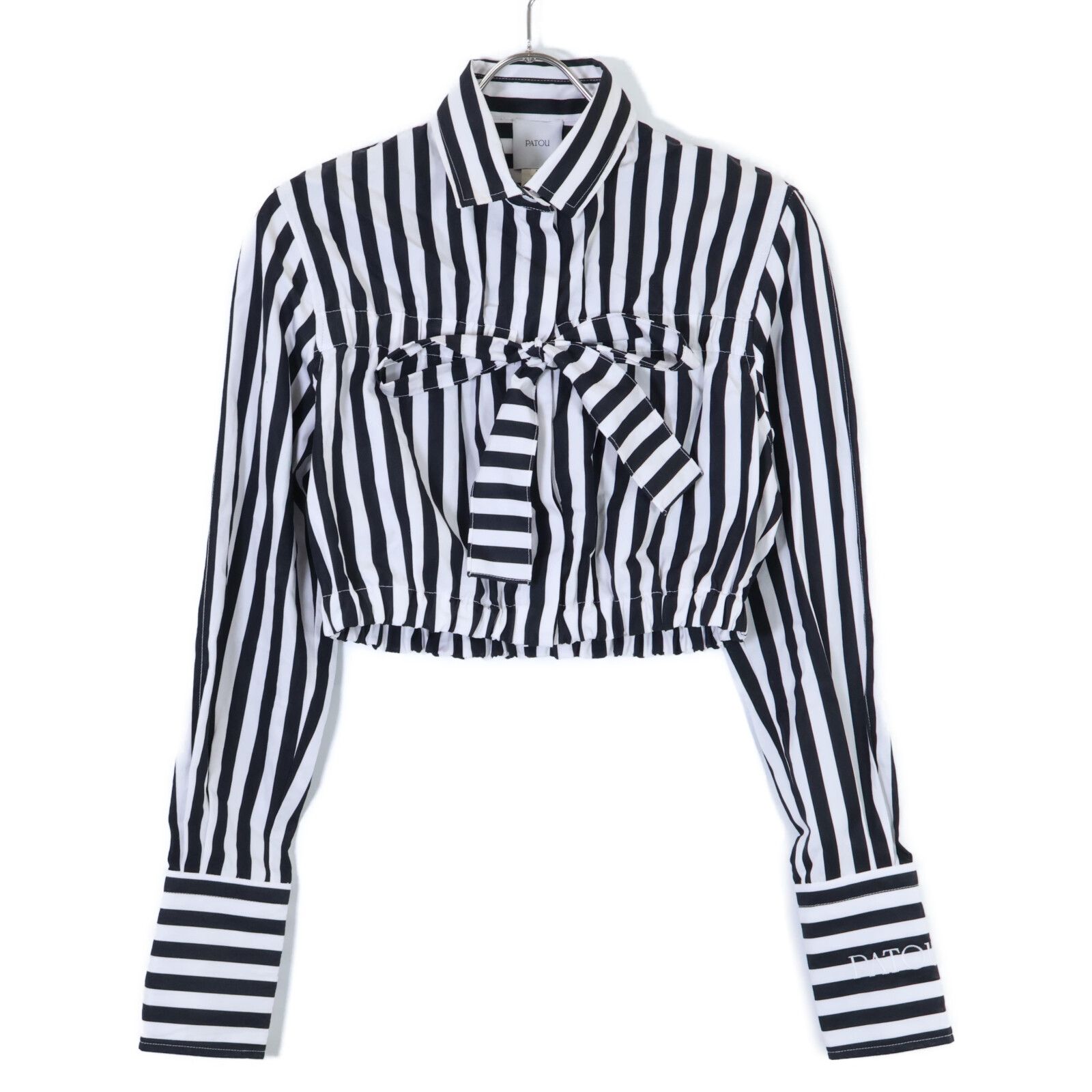 PATOU パトゥ ブラック-ホワイトコットントップス 36