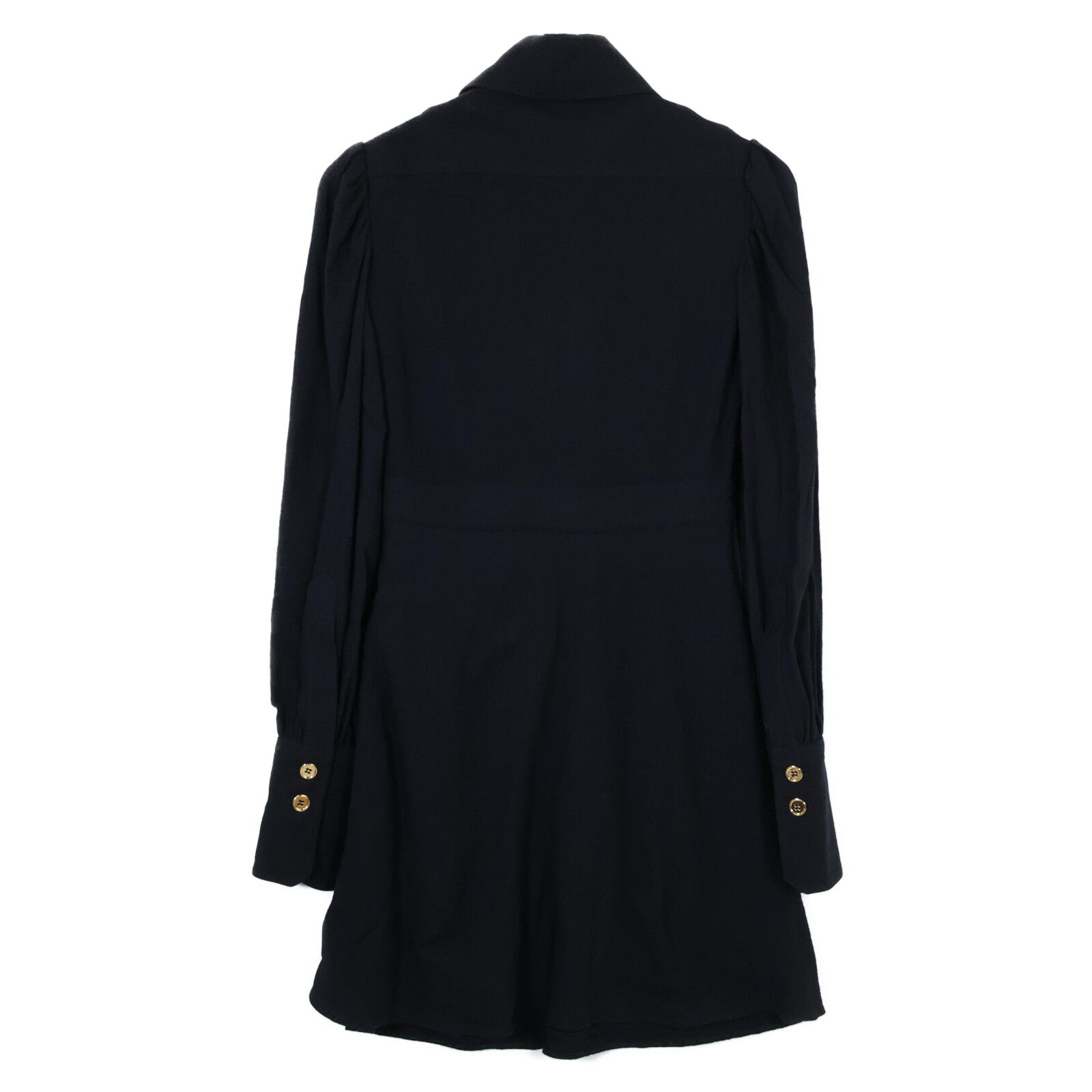  PATOU パトゥ ブラック 金ボタン 34 長袖 七分袖 ミニワンピース