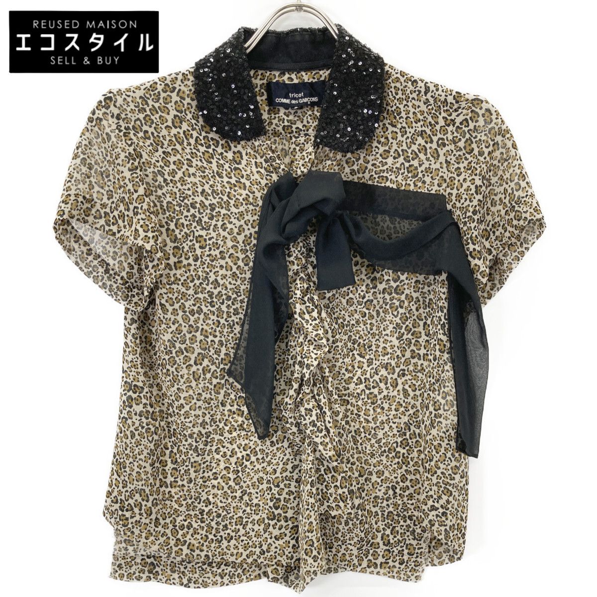 tricotCOMMEdesGARCONS トリココムデギャルソン TI B 031 ﾚｵﾊﾟｰﾄﾞ ﾌﾘﾙﾌﾞﾗｳｽ S