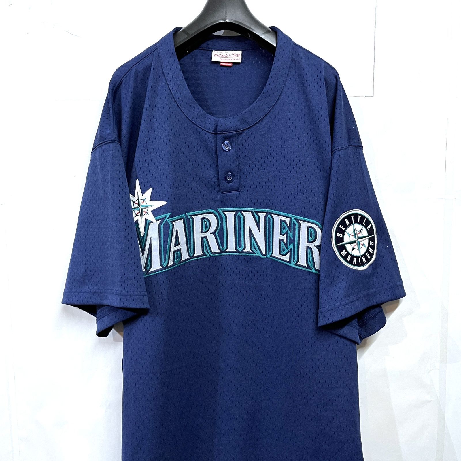 USA製 90s　シアトル マリナーズ グリフィーJr. 古着 プルゲームシャツ Mitchell&Ness｜ミッチェル&ネス MLB シアトルマリナーズ 21番 ケン