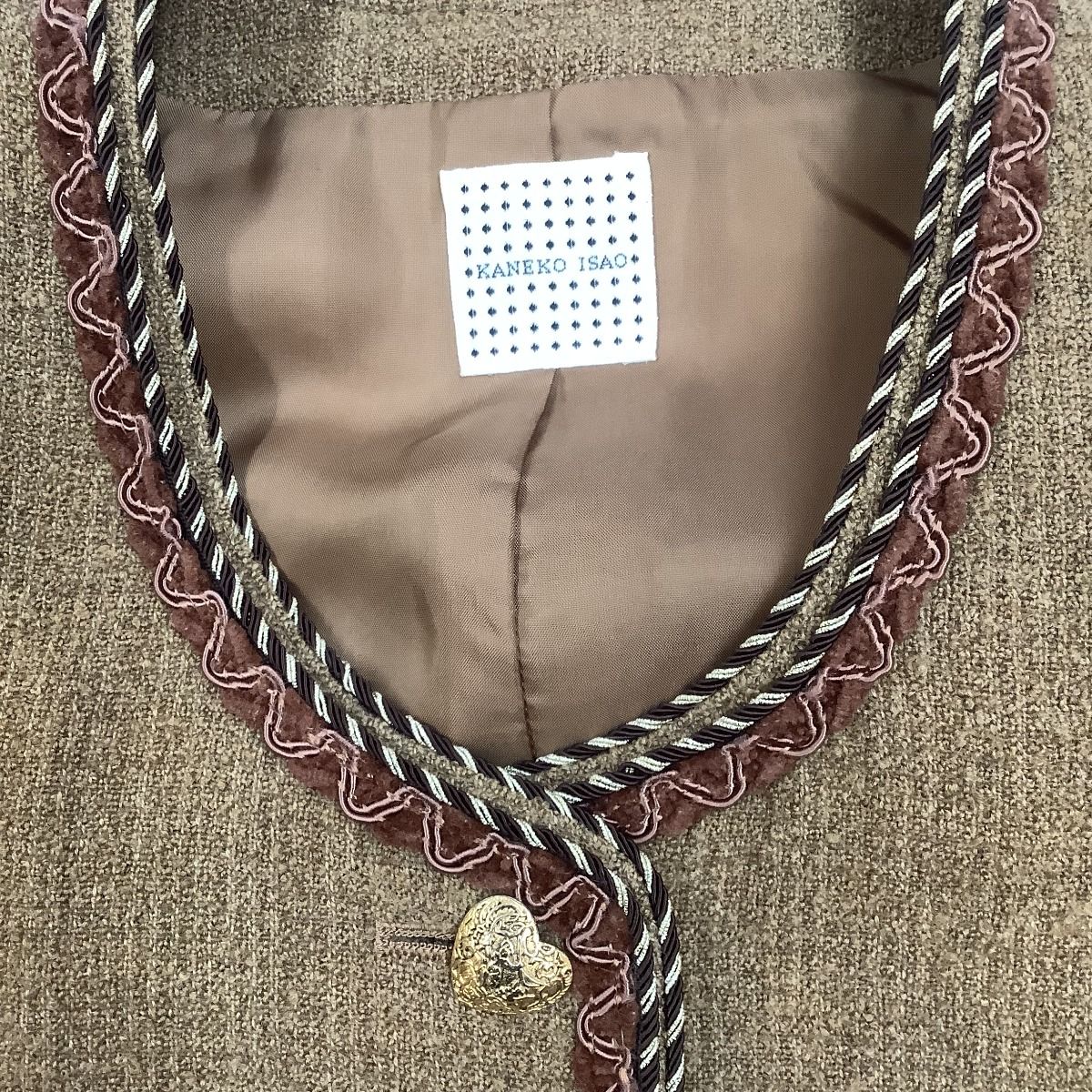 ♪♪INGEBORG インゲボルグ KANEKO ISAO セットアップスーツ ジャケット スカート ２点セット ハート金ボタン ブラウン ♪♪INGEBORG インゲボルグ KANEKO ISAO セットアップスーツ