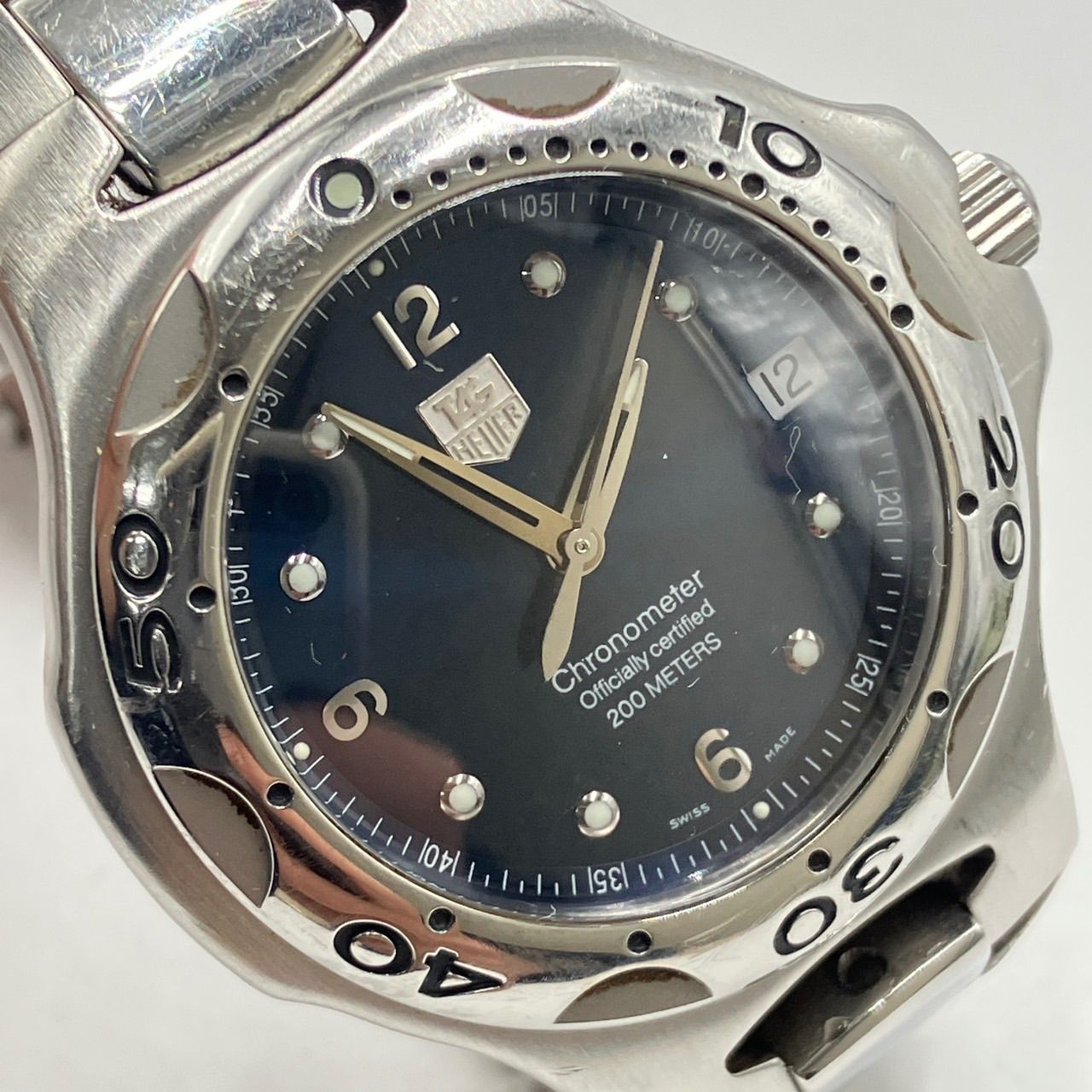  げ交渉 TAG HEUER タグホイヤー WL5113 キリウム クロノメーター メンズ SS デイト オートマ ブルー文字盤 ギャランティ付属 稼働品 MA-1風 自動巻き時計 腕時計(アナログ)