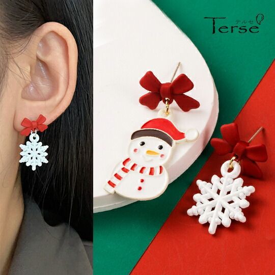 再販❣️ニット帽 キラキラ雪だるま＆ベアとXmasカラー ポンポンのピアス♡ ノルディカニッセ 2025 新作 スノーマン ニット帽 雪だるま NORDIKA