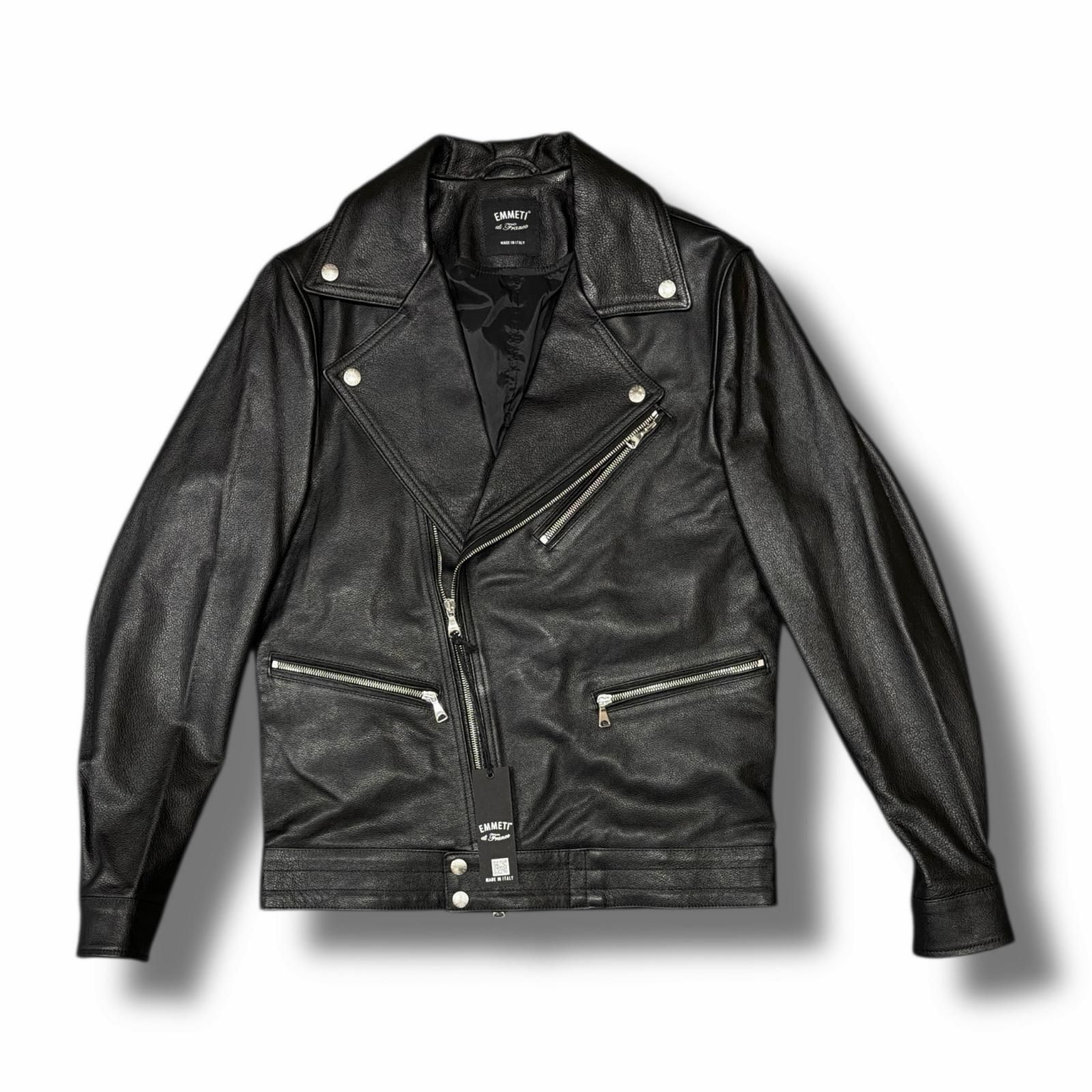 国内正規 参考上代242000円 未使用 EMMETI 24AW SP CALF SKIN レザージャケット ダブルライダース エンメティ 9312-4 ブラック 42 （5421M） 国内正規 参考上代242000円 未使用 EMMETI 24AW SP CALF SKIN レザー