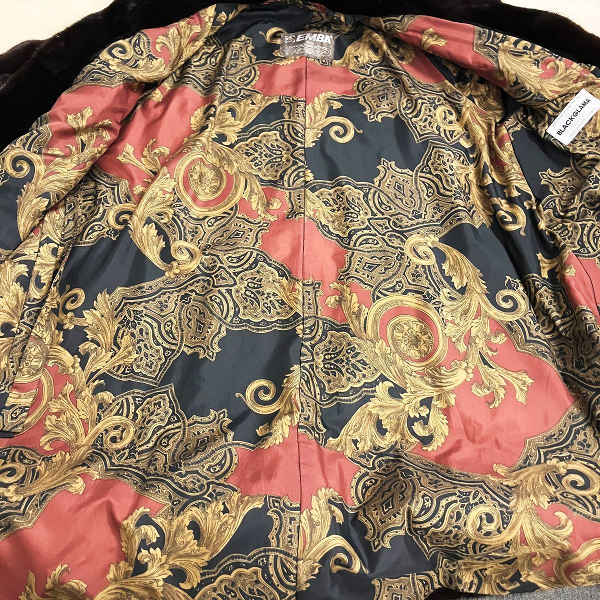 EMBA エンバ BLACKGLAMA ブラックグラマ 毛皮 ミンクコート ネーム刺繡