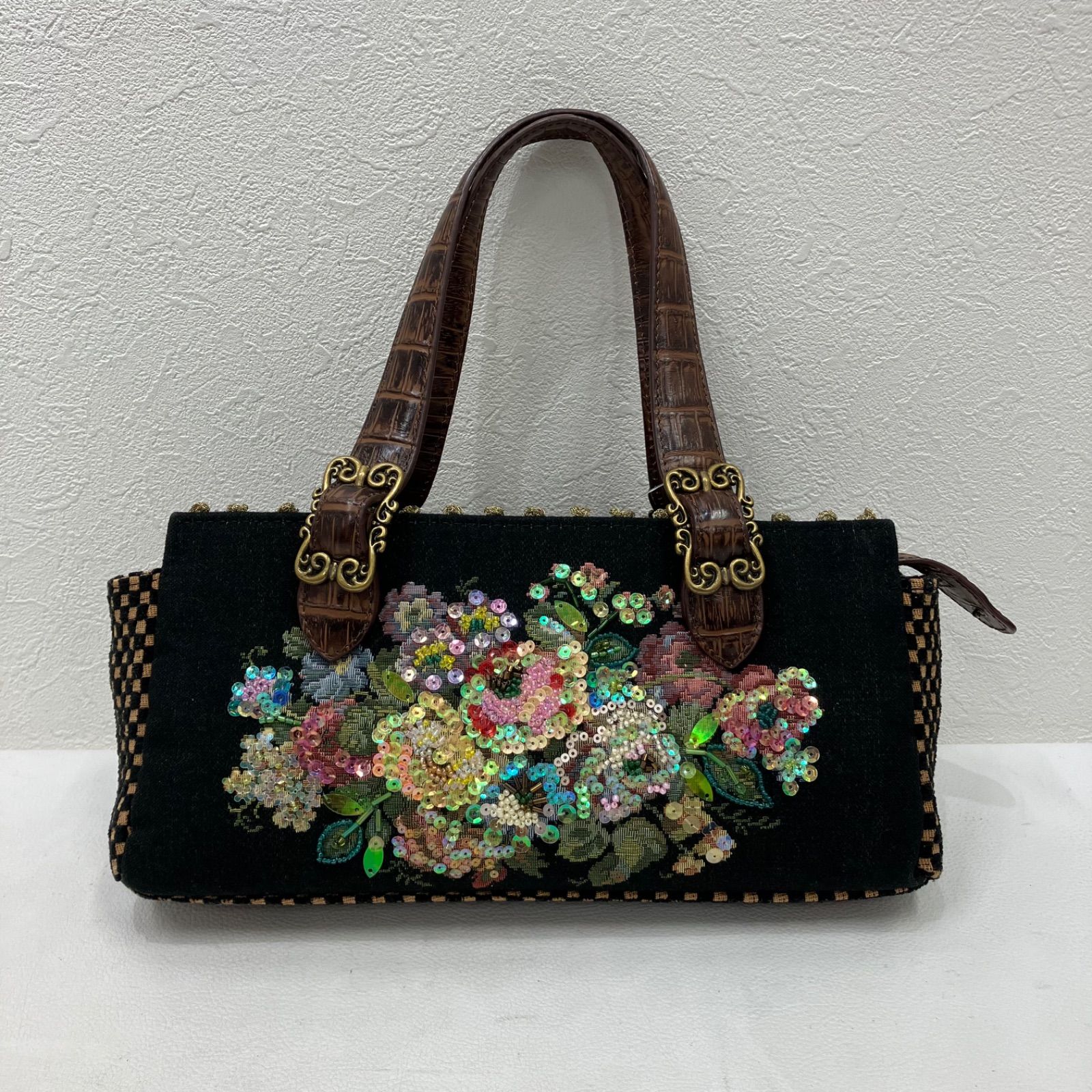 7669 Think Bee! シンクビー！ ハンドバッグ 花柄 ブラック系 ブラウン