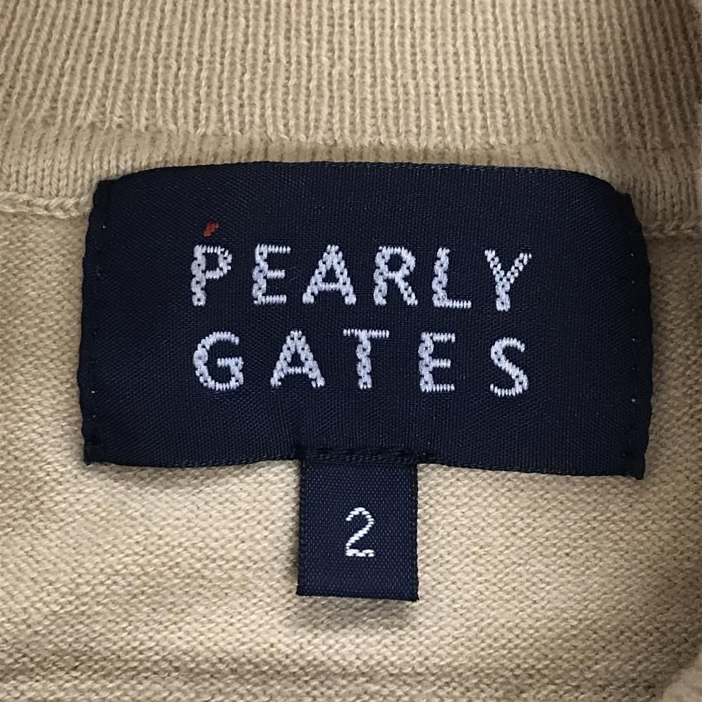 パーリーゲイツ タートルネックセーター ベージュ×黒 袖ロゴ ニット