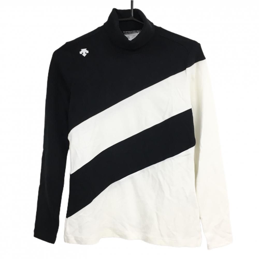 デサントゴルフ 長袖ハイネックシャツ 黒×白 胸元ロゴ 中田英寿