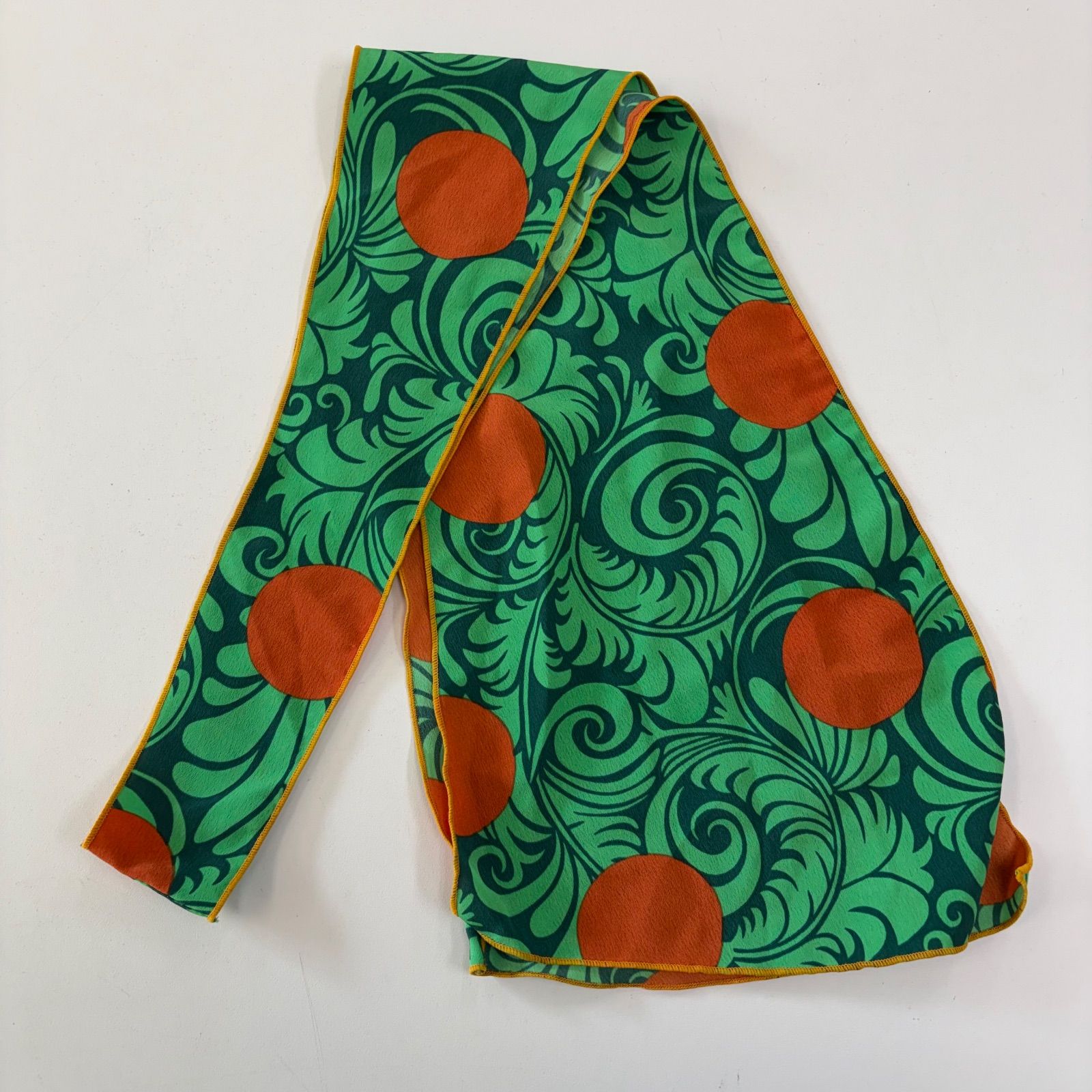 フラメンコ衣装 ツーピース フリル オレンジ グリーン 柄物 スカーフ