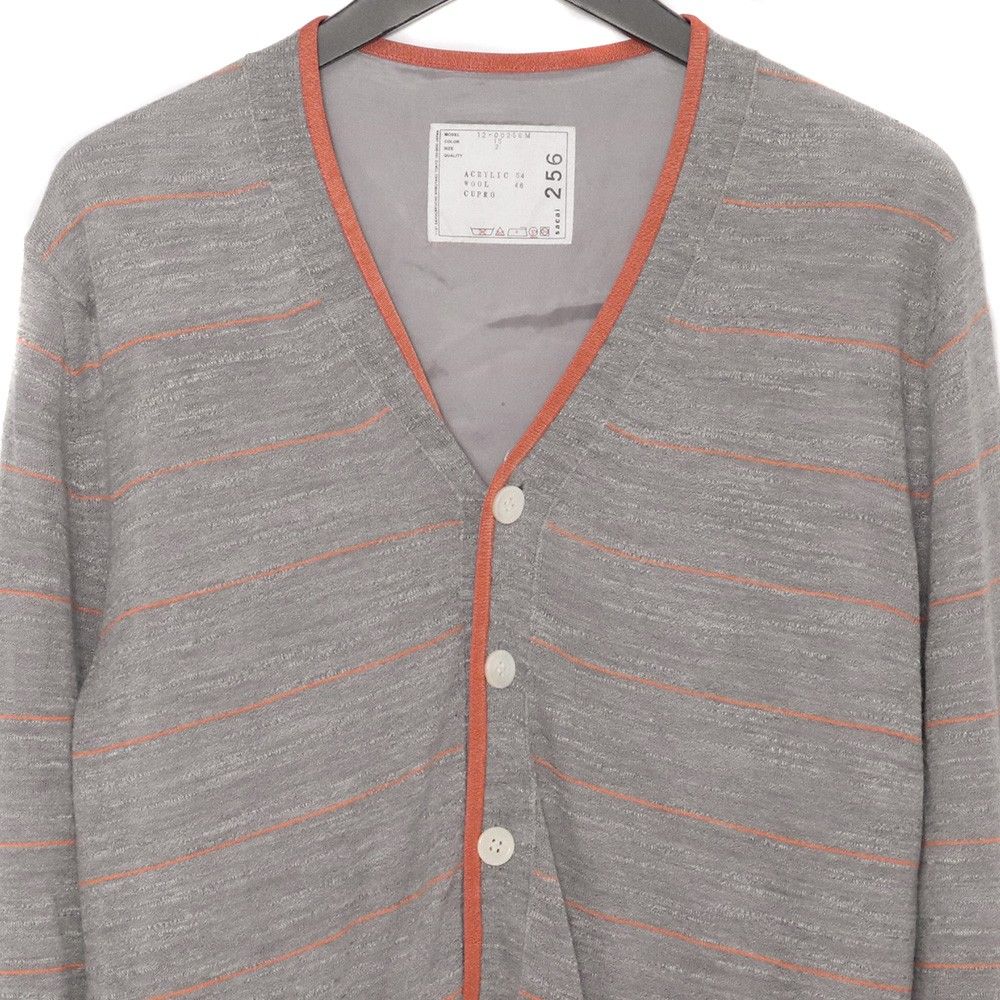 サカイ sacai 2015年製 カーディガン ボーダー ニット 長袖 Vネック 2 