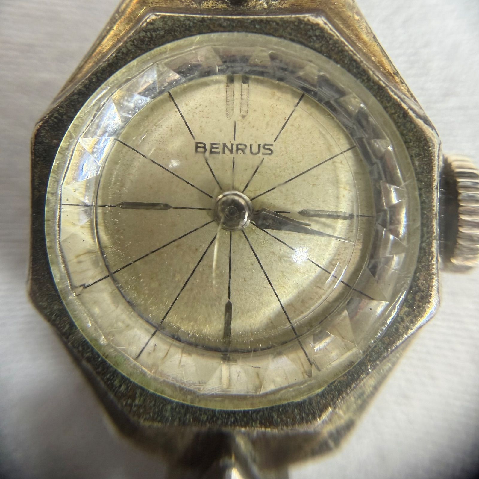 不動品】BENRUS ベンラス 手巻き 腕時計 ゴールド文字盤 金色 10K 10金