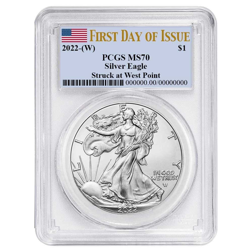2022年 (W) 1ドル アメリカン シルバー イーグル PCGS MS70 FDOI