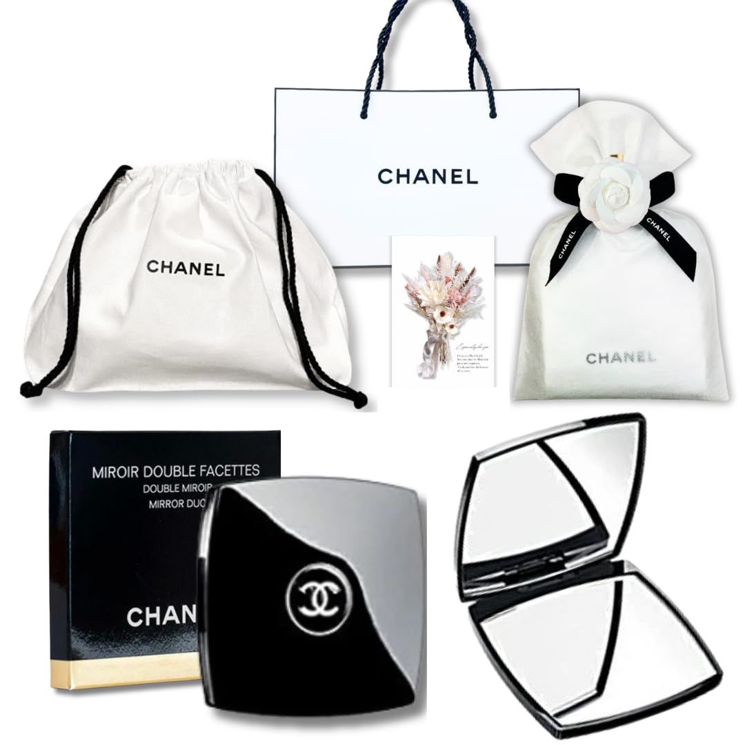 セット品 シャネル CHANEL ミラー ダブル コンパクトミラー 鏡 ミロワール ドゥーブル ファセット ポーチ 巾着袋 ギフト ギフトセット お返し プレゼント ショッパー メッセージカード付き