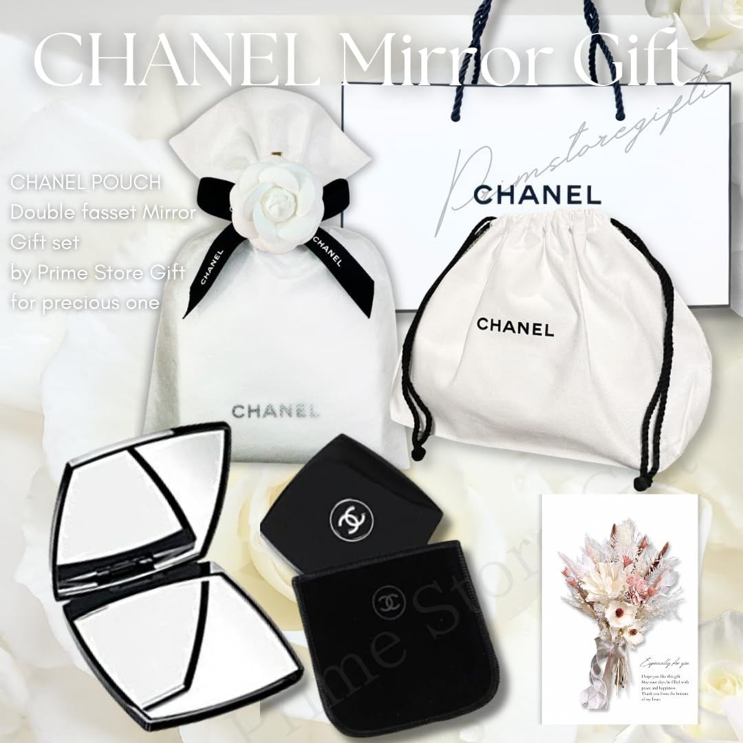 セット品 シャネル CHANEL ミラー ダブル コンパクトミラー 鏡 ミロワール ドゥーブル ファセット ポーチ 巾着袋 ギフト ギフトセット お返し プレゼント ショッパー メッセージカード付き