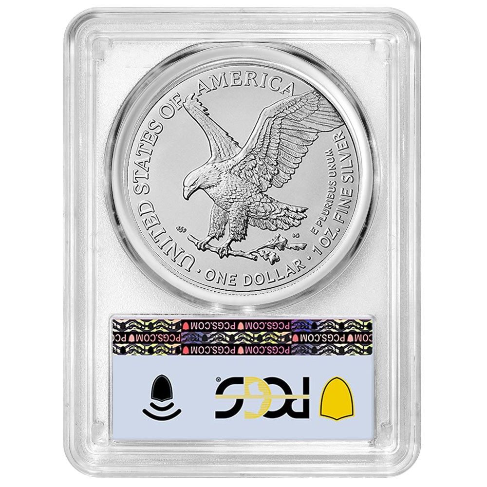 1ドル アメリカン シルバー イーグル PCGS MS 70 FDOI 旗ラベル