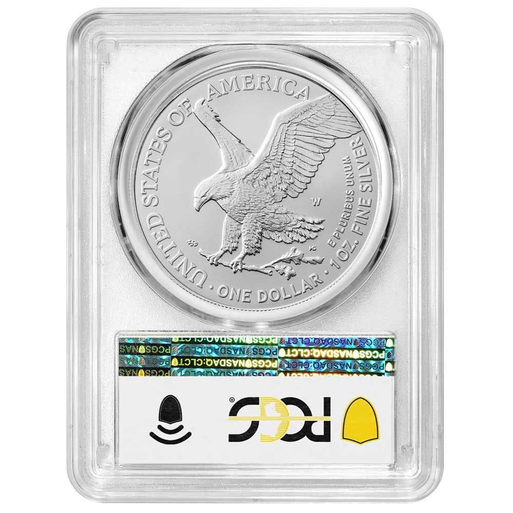 2025 W Burnished 1 American Silver Eagle PCGS SP 70 Blue Label