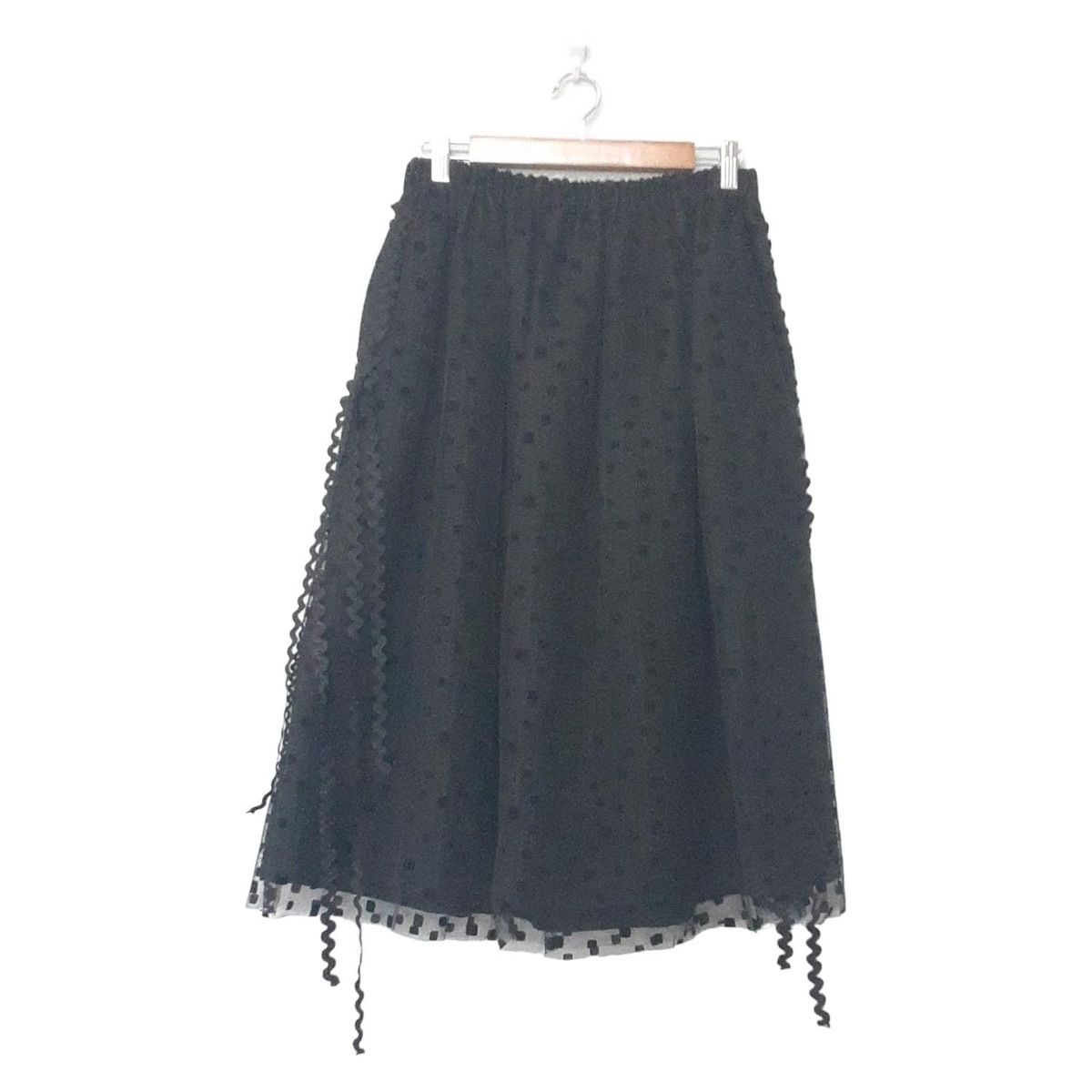 tao タオ ロングスカート レディース 黒 ドット柄 レース