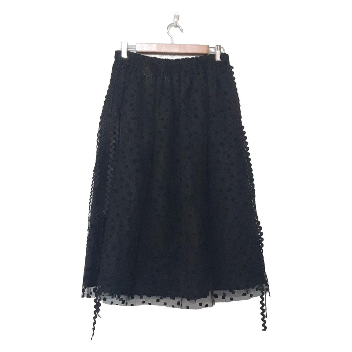 tao タオ ロングスカート レディース - 黒 ドット柄 レース