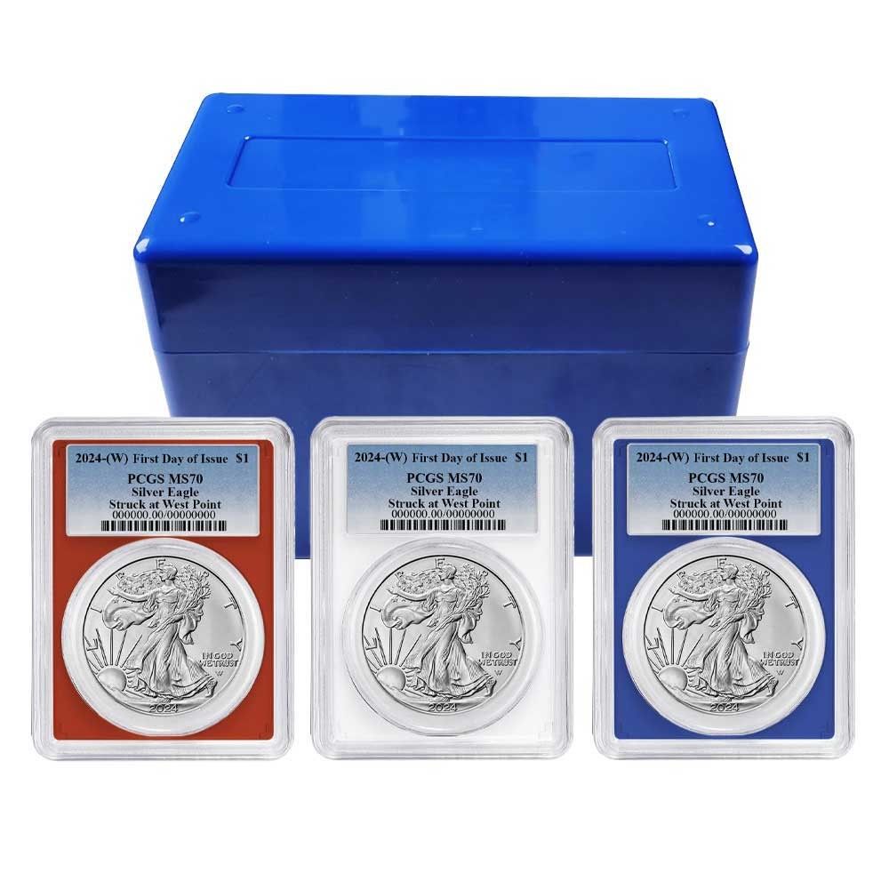 2024年 (W) 1ドル アメリカン シルバー イーグル 3枚セット PCGS MS70