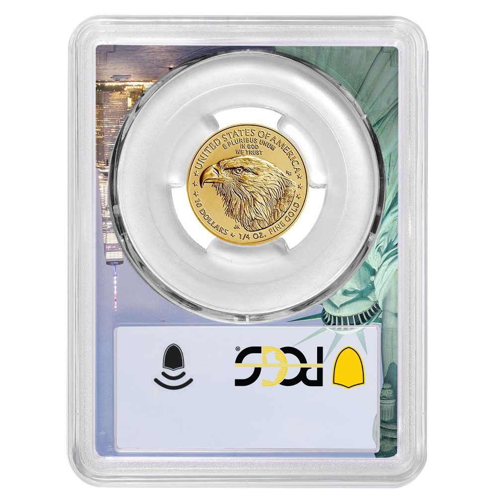 10ドル アメリカン ゴールド イーグル 1 4オンス PCGS MS 70 FDOI 自由の女神像フレーム