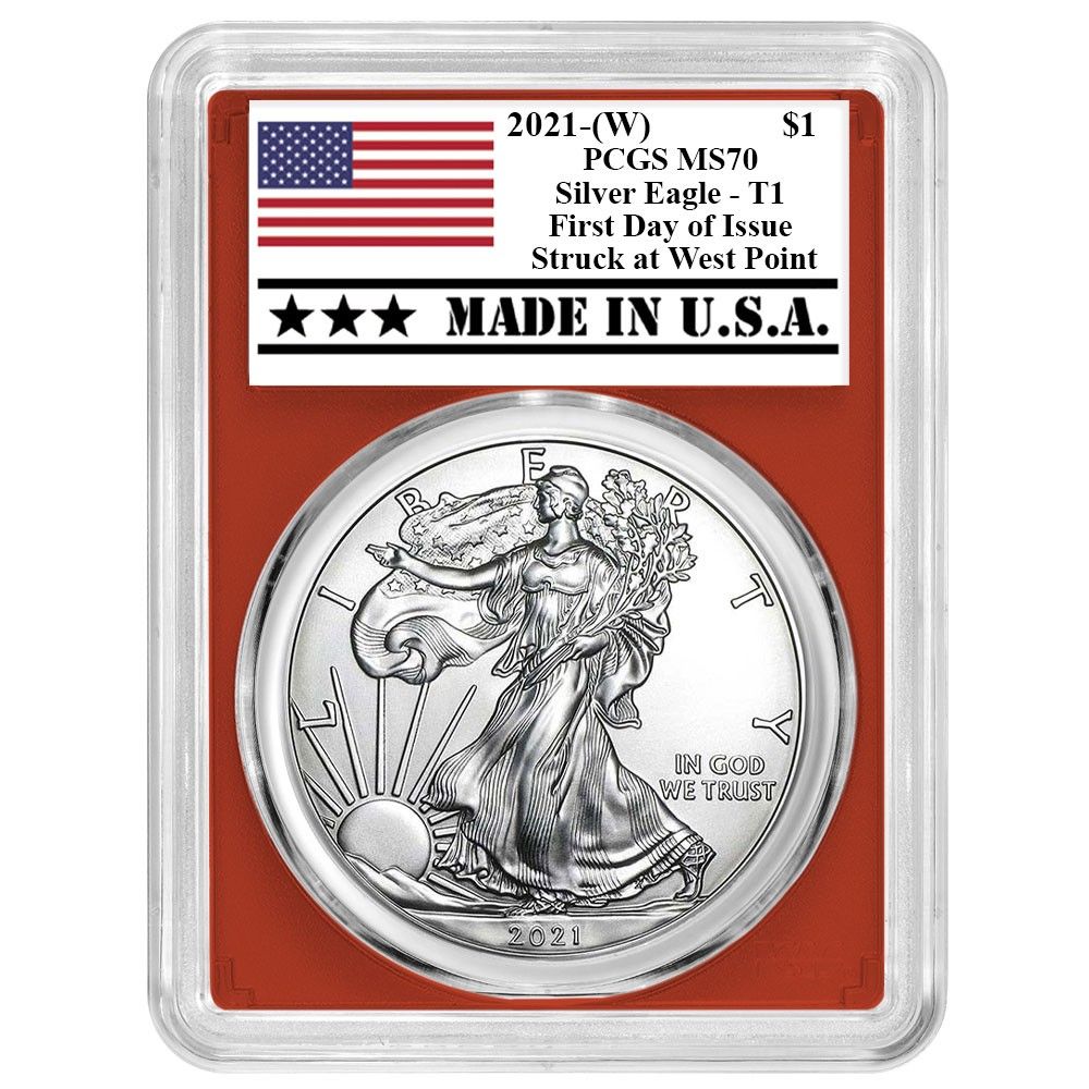 2021年 (W) $1 タイプ1 アメリカンシルバーイーグル PCGS MS70 FDOI
