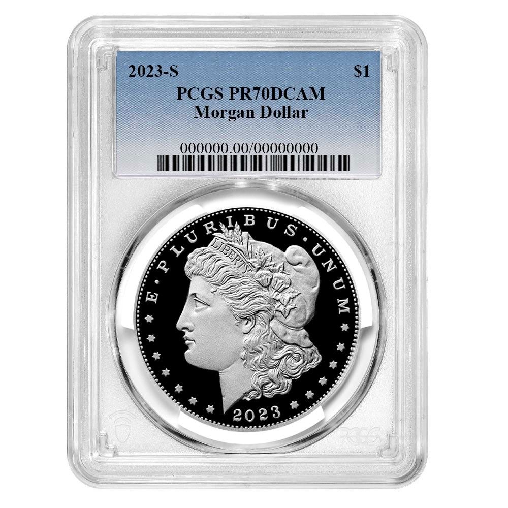 2023-S プルーフ 1ドル モルガン銀貨 PCGS PR70DCAM ブルーラベル