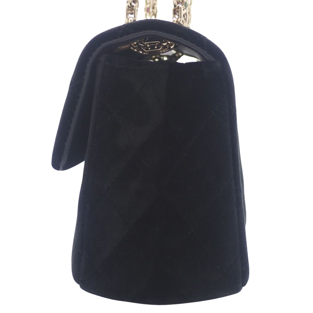 CHANEL(シャネル) 2.55 チェーンショルダーバッグ ショルダーバッグ 肩掛け ベルベット ブラック黒 シャンパンゴールド金具 レディース 40806000197【中古】【アラモード】 CHANEL(シャネル) 2.55 チェーンショルダーバッグ ショルダーバッグ