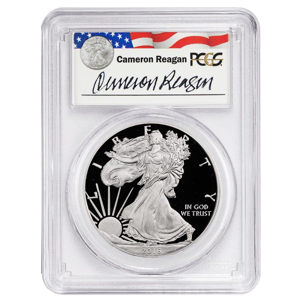 2016 W プルーフ 1 アメリカン シルバー イーグル PCGS キャメロン レーガン レガシー シリーズ