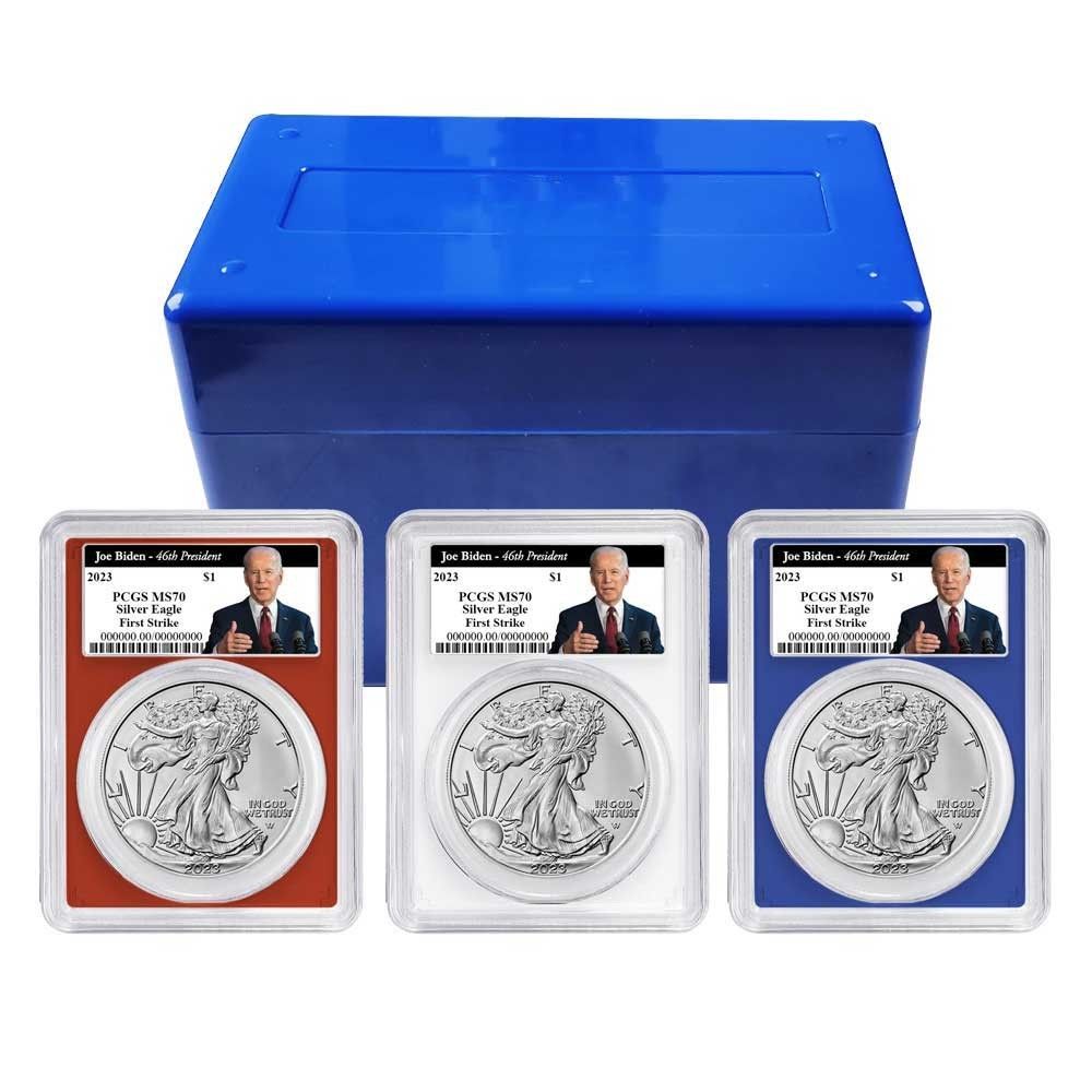 【新品】Silver Eagle イーグル銀貨2023 PCGS MS70 2023年 1ドル アメリカン シルバー イーグル 3点セット PCGS MS70 FS