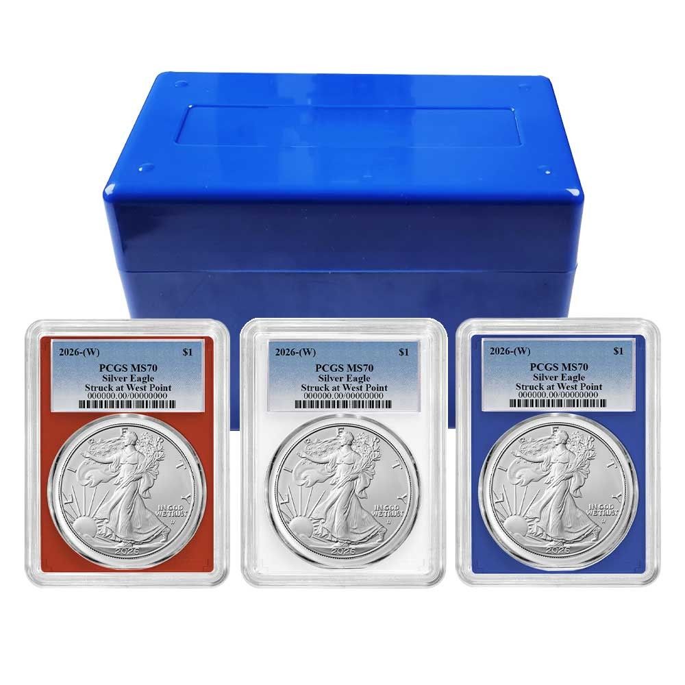 2026年 W 1ドル アメリカン シルバー イーグル セット PCGS MS 70 ブルーラベル レッド