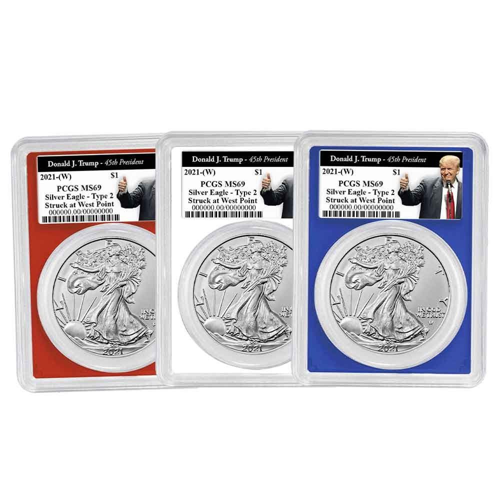 2021年 W 1 タイプ2 アメリカンシルバーイーグル セット PCGS MS 69 トランプ第45代大統領