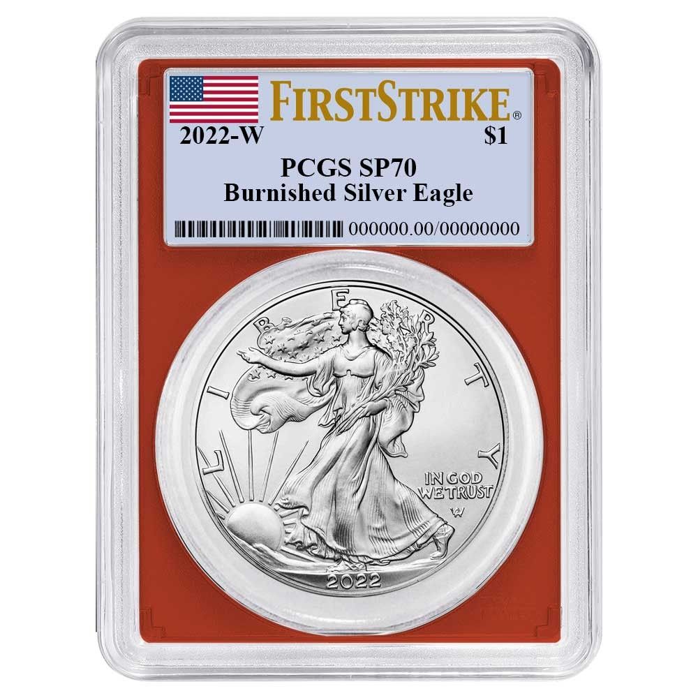 2025-W バーニッシュ仕上げ 1ドル アメリカン シルバー イーグル PCGS SP 70 FS フラッグラベル レッドフレーム