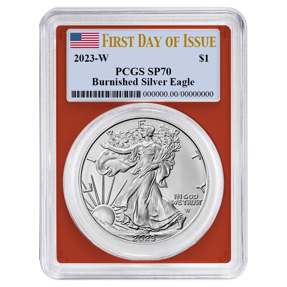 2025 W バーニッシュ仕上げ 1ドル アメリカン シルバー イーグル PCGS SP 70 FDOI フラッグラベル レッドフレーム