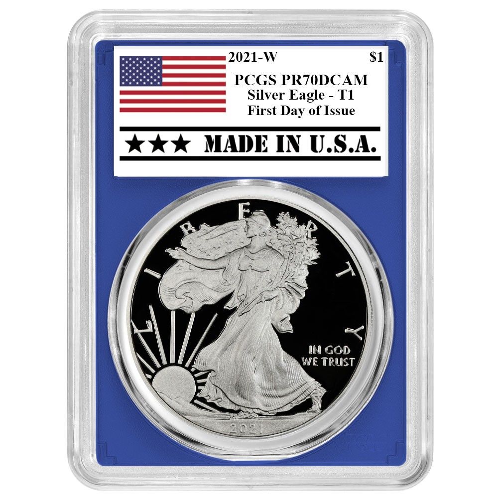 2021-W プルーフ 1 タイプ1 アメリカンシルバーイーグル PCGS FDOI アメリカ製