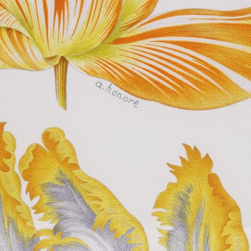  エルメス HERMES スカーフ カレ90 Tulipomanie チューリップマニア シルク ホワイト YO 13 OH バンダナ スカーフ 小物