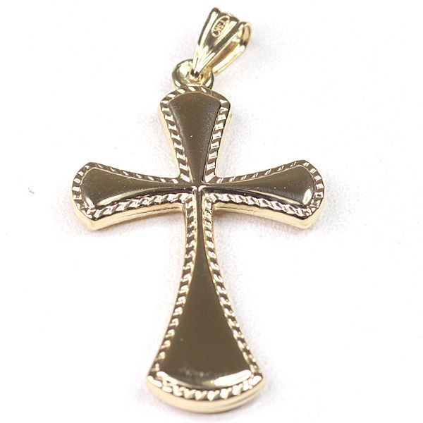 K 18 YG クロス ペンダントトップ 1 3 g 十字架 ミル打ち 縁取り 750 ペンダントヘッド NJ
