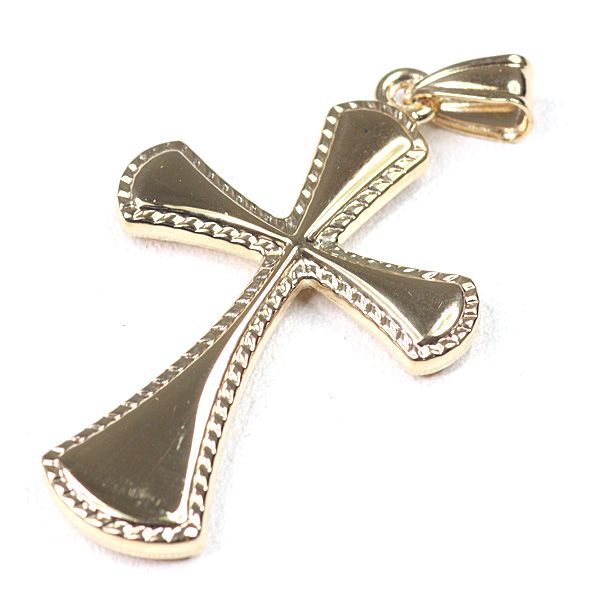 K 18 YG クロス ペンダントトップ 1.3 g 十字架 ミル打ち 縁取り 750 ペンダントヘッド NJ