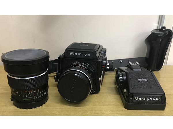 Mamiya マミヤ M 645 1000 S ボディ 45 mm 70 レンズ ファインダー グリップ付