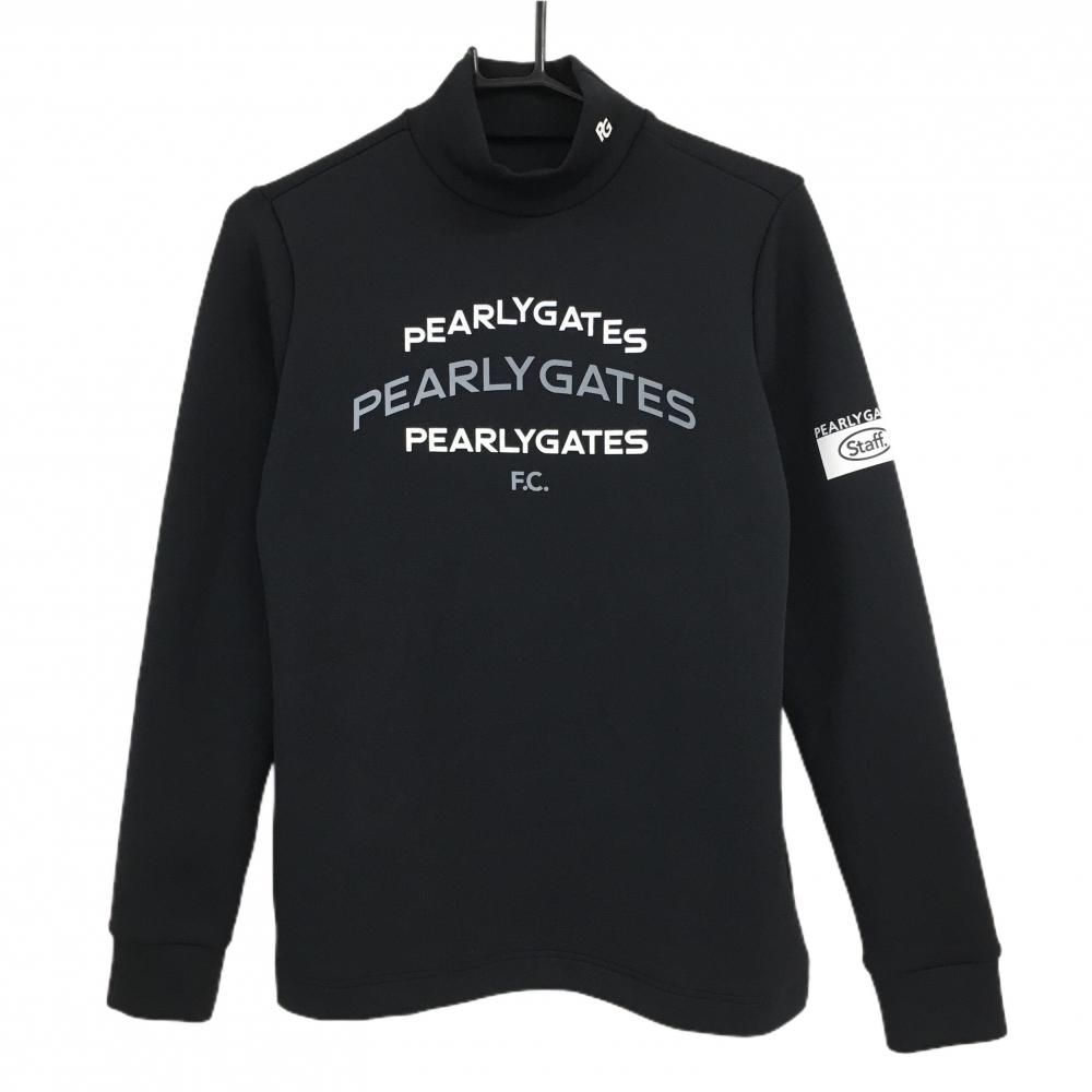 パーリーゲイツ 長袖ハイネックシャツ 黒 ビッグプリント レディース 2 L ゴルフウェア モデル PEARLY GATES
