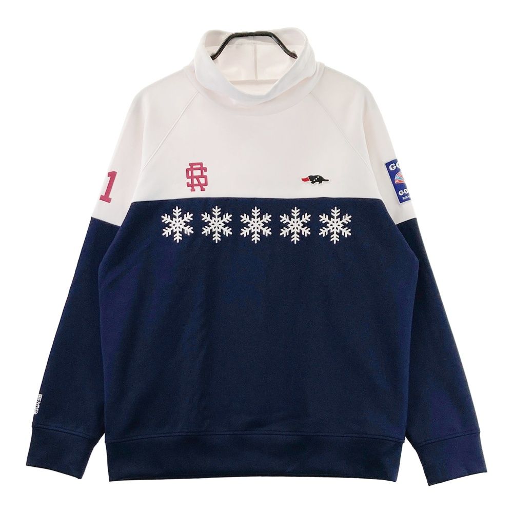 サイズ L ROUGH-SWELL ラフアンドスウェル 長袖 スウェットトレーナー カモノハシ ネイビー系 ゴルフウェア メンズ ストスト