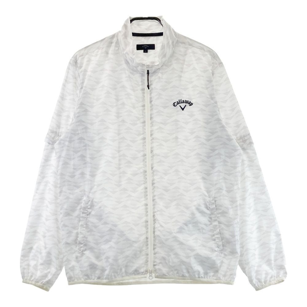 サイズ LL キャロウェイ 2 WAY 裏メッシュ ジップジャケット 総柄 ホワイト系 ゴルフウェア メンズ ストスト