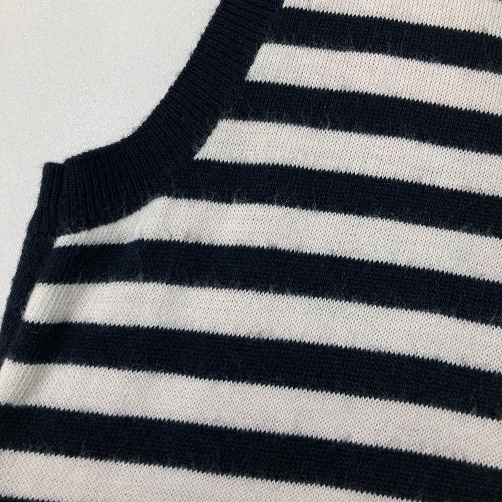 サイズ：M AND PER SE アンパスィ ウール混 ニットベスト ボーダー柄