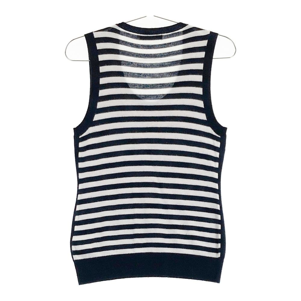 未使用品 アンパスィ ニットベスト M サイズ：M AND PER SE アンパスィ ウール混 ニットベスト ボーダー柄