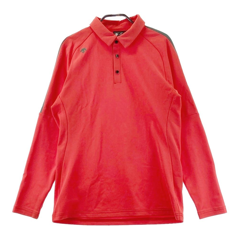 サイズ：L DESCENTE GOLF デサントゴルフ 長袖ポロシャツ レッド系