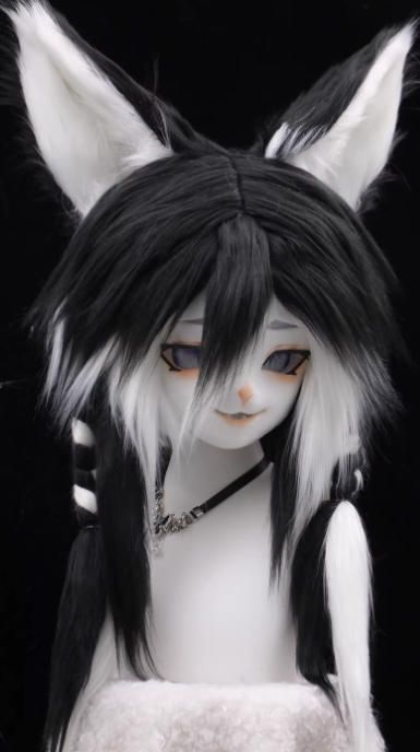 着ぐるみヘッド kigurumi NO.200 キツネ 黒白 ファースーツ 全頭ヘッド ケモノ マスク ぬいぐるみ コスプレ コスチューム