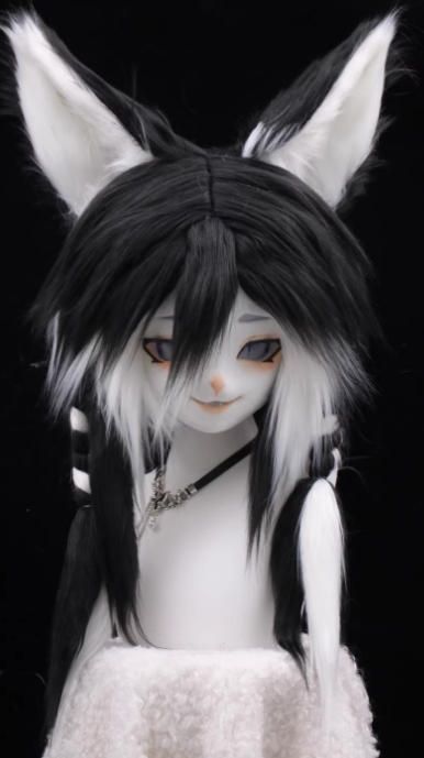 着ぐるみヘッド kigurumi NO.200 キツネ 黒白 ファースーツ 全頭ヘッド ケモノ マスク ぬいぐるみ コスプレ コスチューム