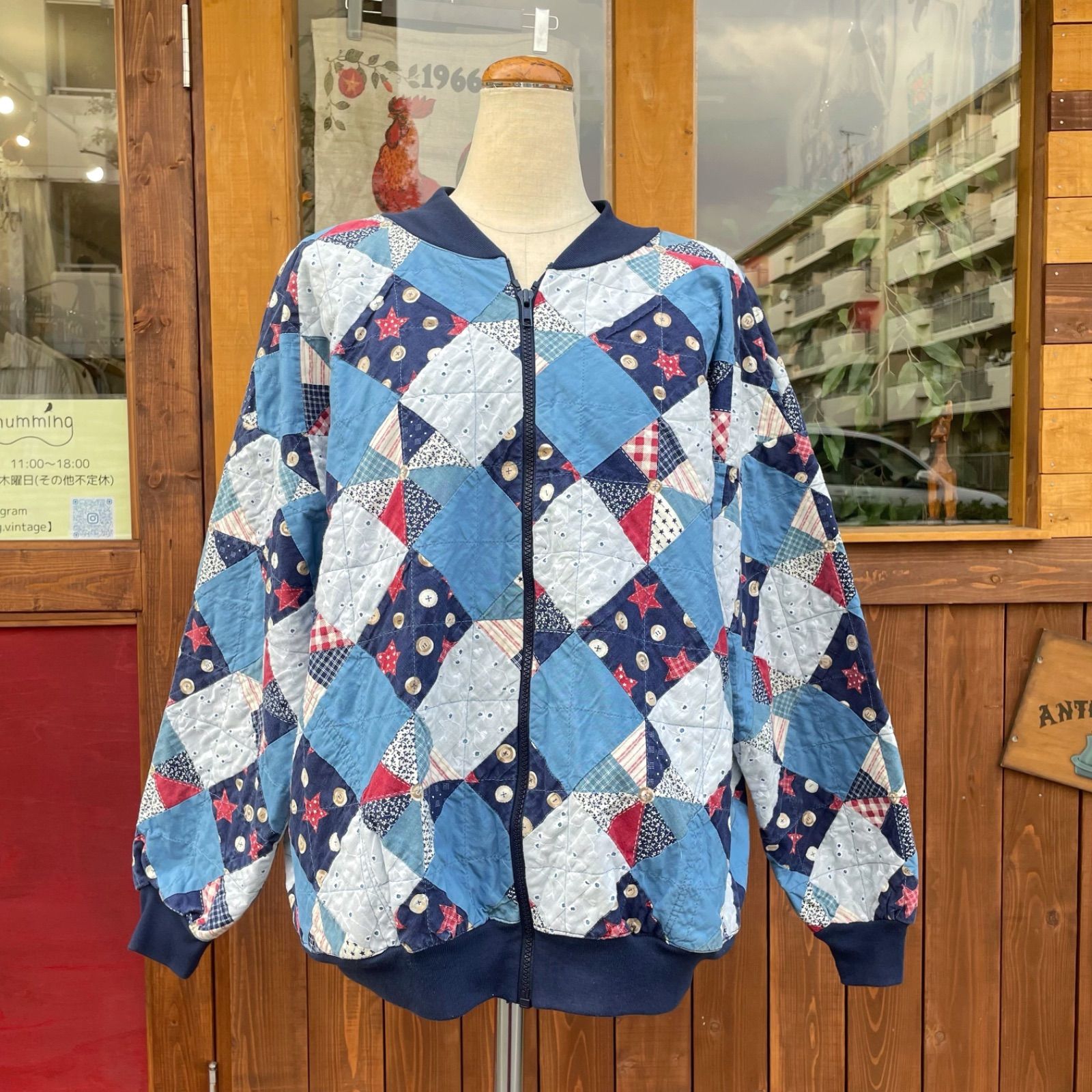 80 s 90 キルティング ジャケット パッチワーク 星柄 ブルゾン
