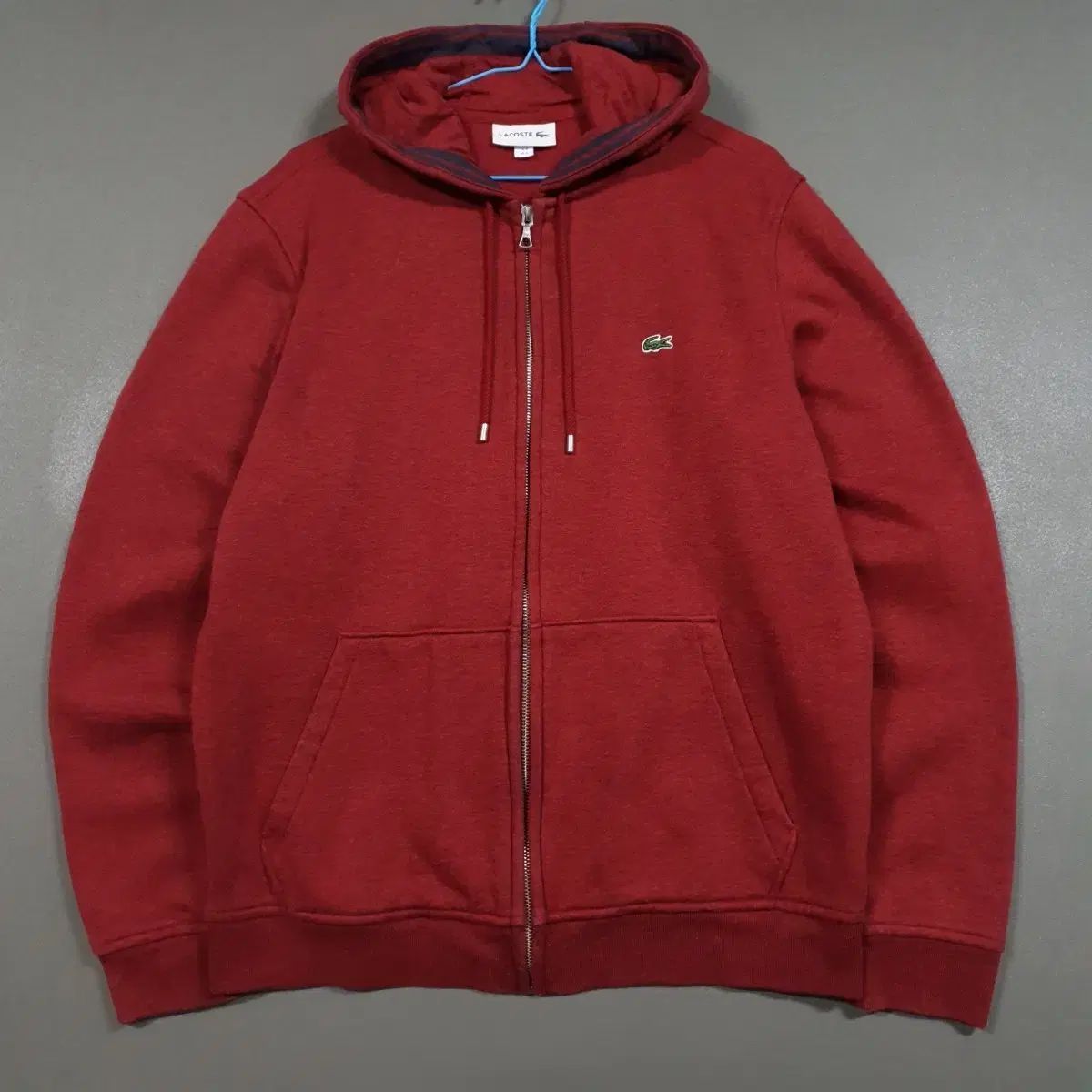 LACOSTE ラコステ クロコ コットン フリース フーディー ジップアップ ジャケット バーガンディ 韓国 105