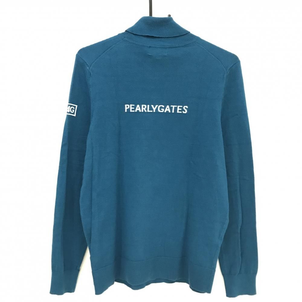 パーリーゲイツ タートルネックセーター ブルー系 背面ロゴ ニット